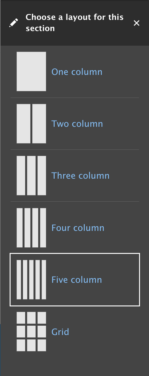 5 Column layout 