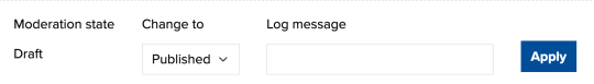 Change Moderation date to published, Apply Button