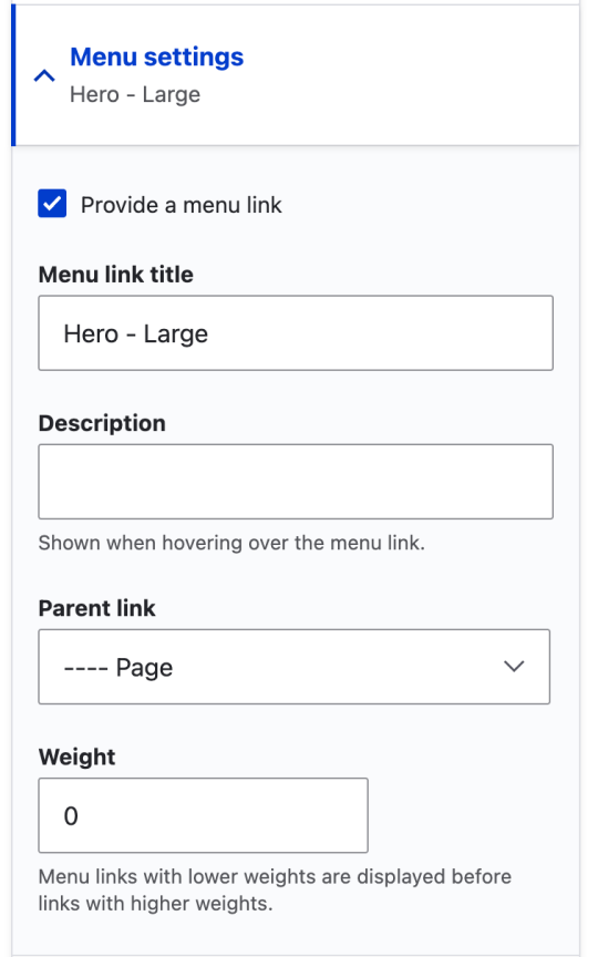 Menu settings