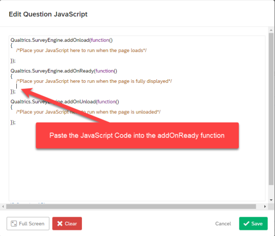 Edit Question JavaScript - Paste JavaScript Code
