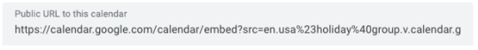 Holiday google calendar example