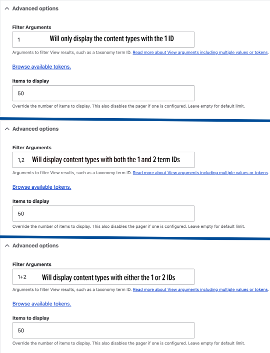 View filter argument with the 3 examples